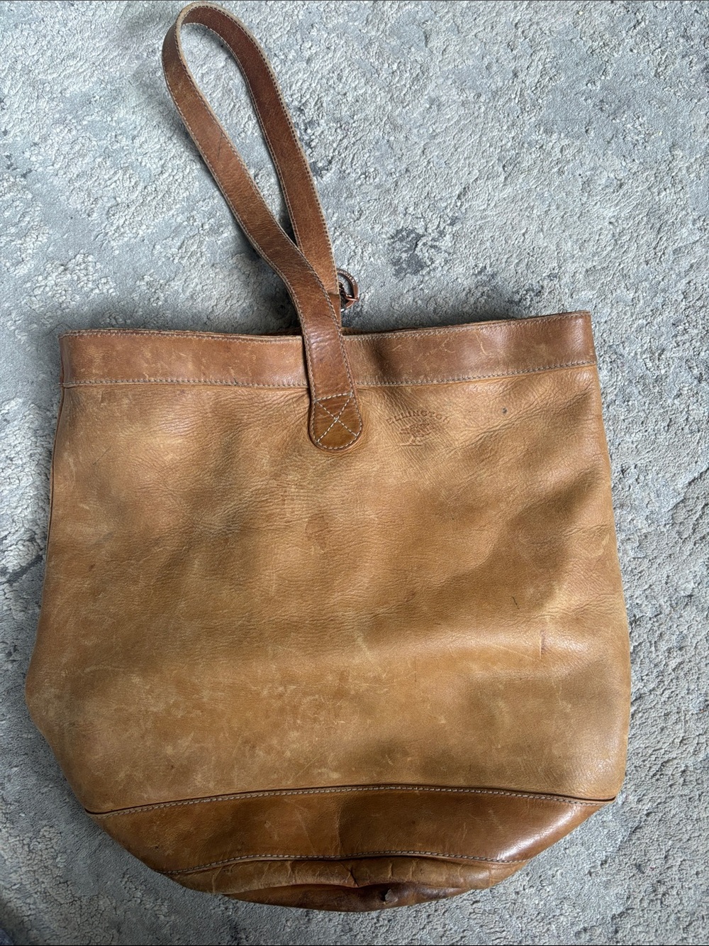 VTG Ellington Tan Leather Duffel Tote made in Oregon